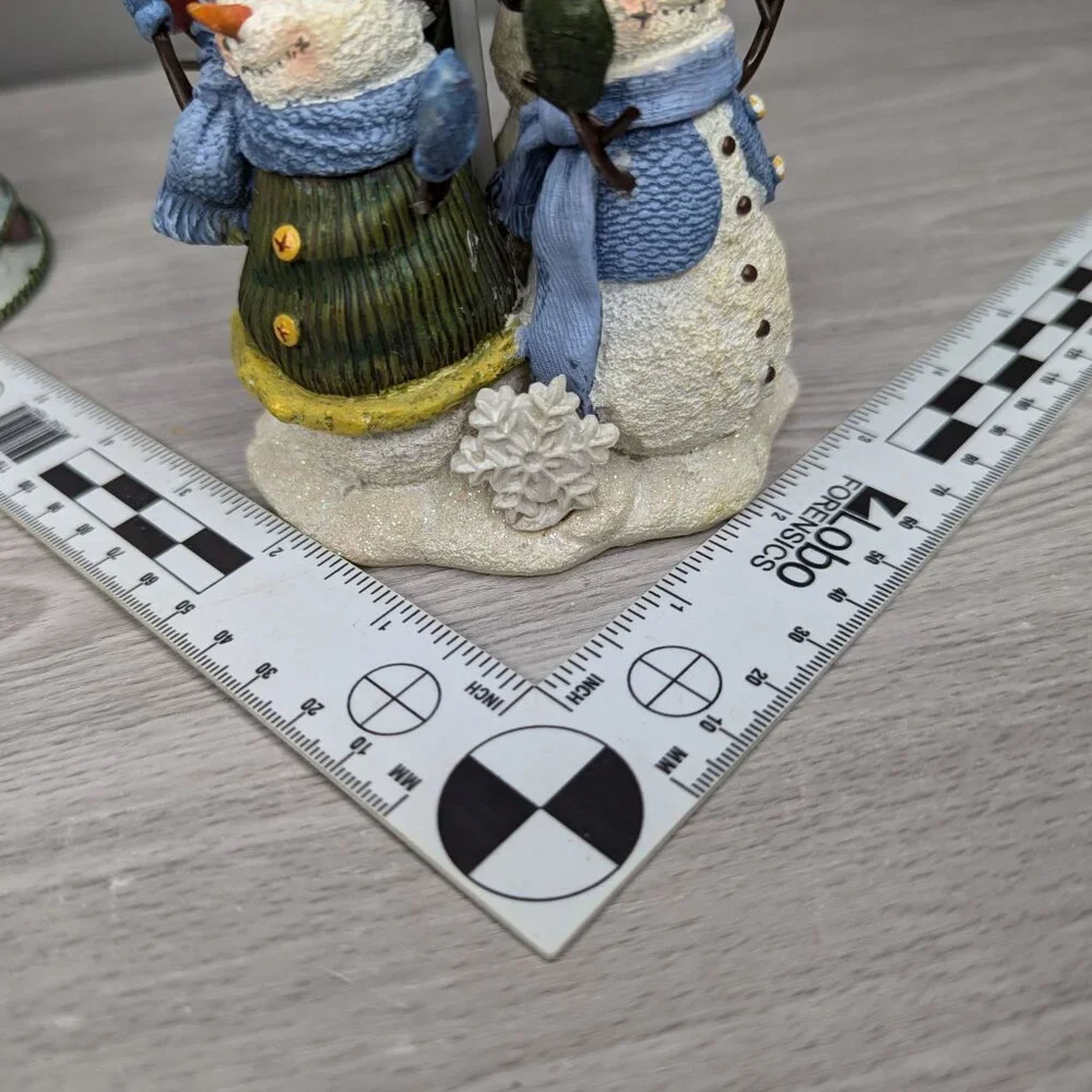 Colorful Snowman Candle Votive Metal Lamp with 4 Resin Snowmen 9